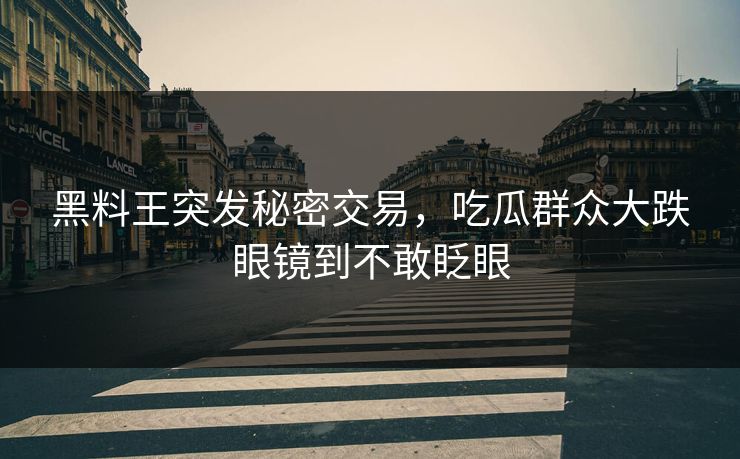 黑料王突发秘密交易，吃瓜群众大跌眼镜到不敢眨眼