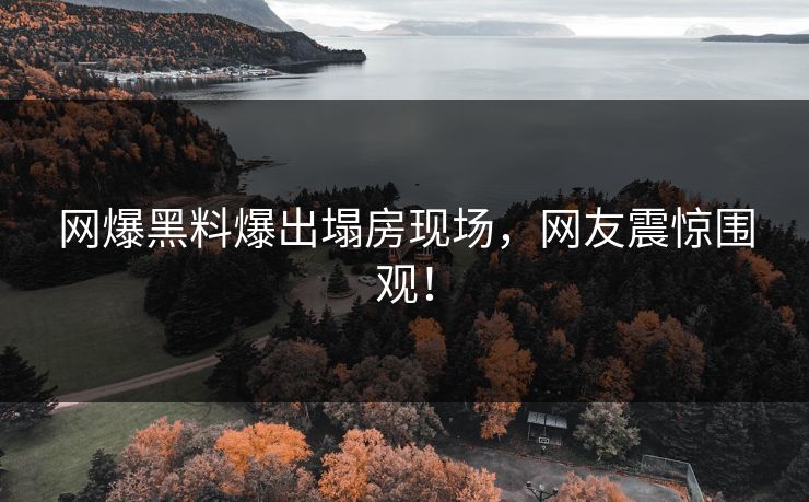网爆黑料爆出塌房现场，网友震惊围观！