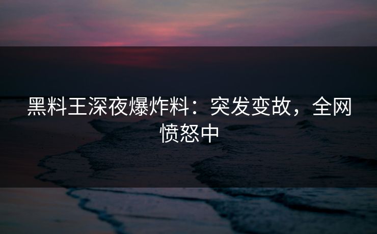 黑料王深夜爆炸料：突发变故，全网愤怒中