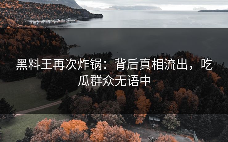 黑料王再次炸锅：背后真相流出，吃瓜群众无语中