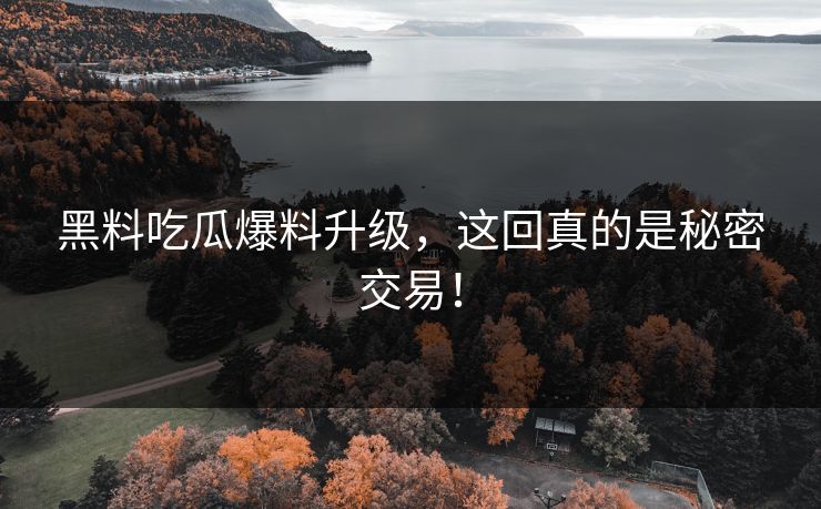 黑料吃瓜爆料升级，这回真的是秘密交易！