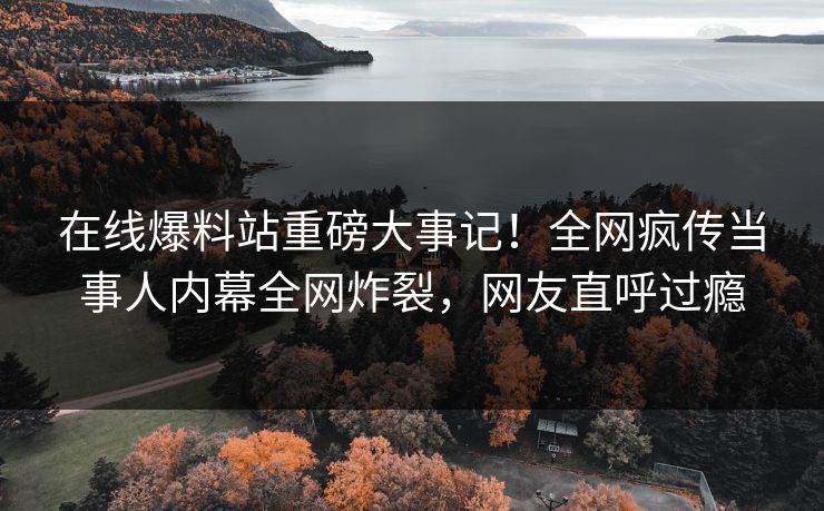 在线爆料站重磅大事记！全网疯传当事人内幕全网炸裂，网友直呼过瘾