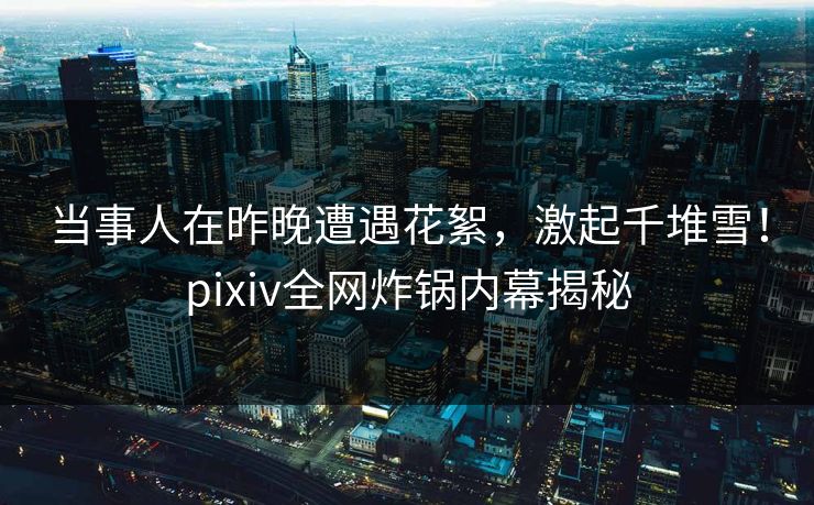 当事人在昨晚遭遇花絮，激起千堆雪！pixiv全网炸锅内幕揭秘
