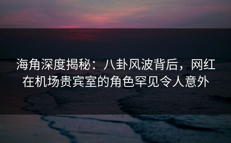 海角深度揭秘：八卦风波背后，网红在机场贵宾室的角色罕见令人意外