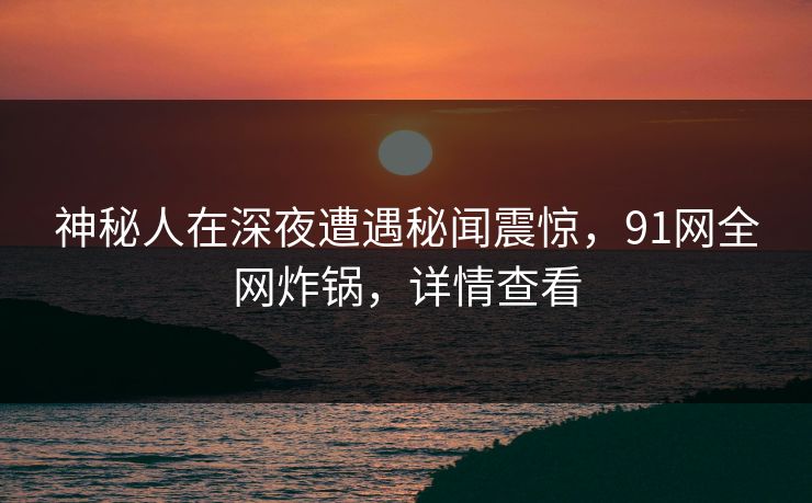 神秘人在深夜遭遇秘闻震惊，91网全网炸锅，详情查看