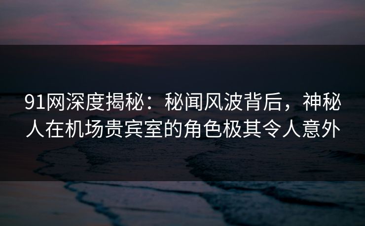 91网深度揭秘：秘闻风波背后，神秘人在机场贵宾室的角色极其令人意外
