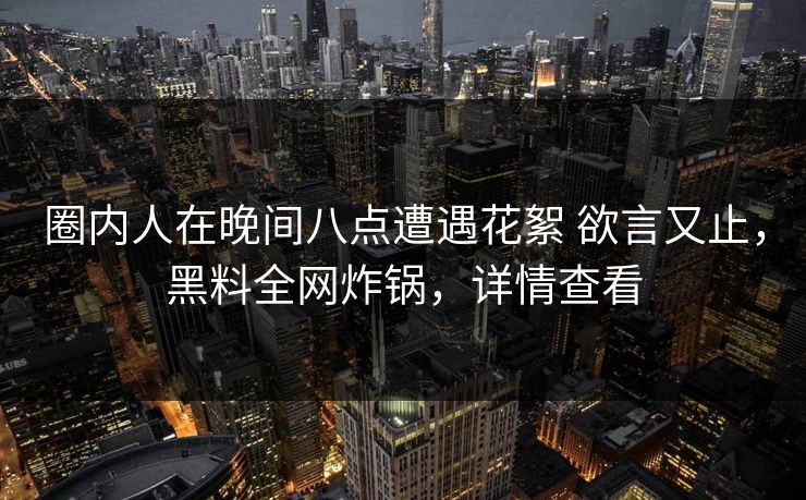 圈内人在晚间八点遭遇花絮 欲言又止，黑料全网炸锅，详情查看
