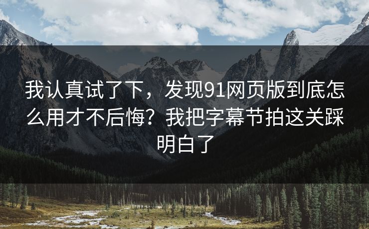 我认真试了下，发现91网页版到底怎么用才不后悔？我把字幕节拍这关踩明白了